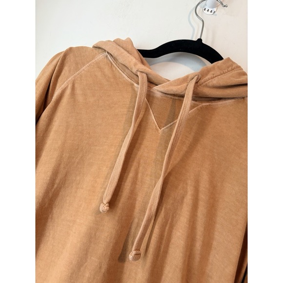 American Eagle XL Tan Lightweight Hoodie Distressed Wash Pullover Pocket Casual - Picture 2 of 5
